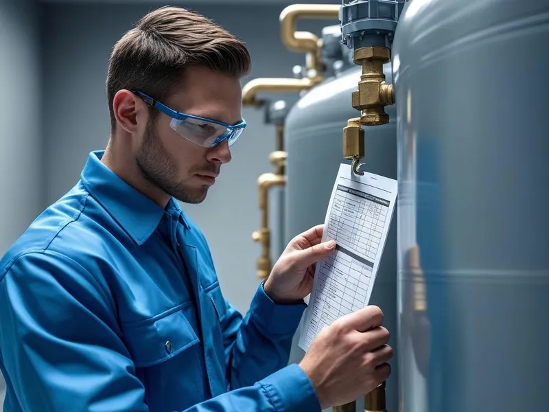 cropped-Technician with a checklist or maintaining_evaluating a gas tank.