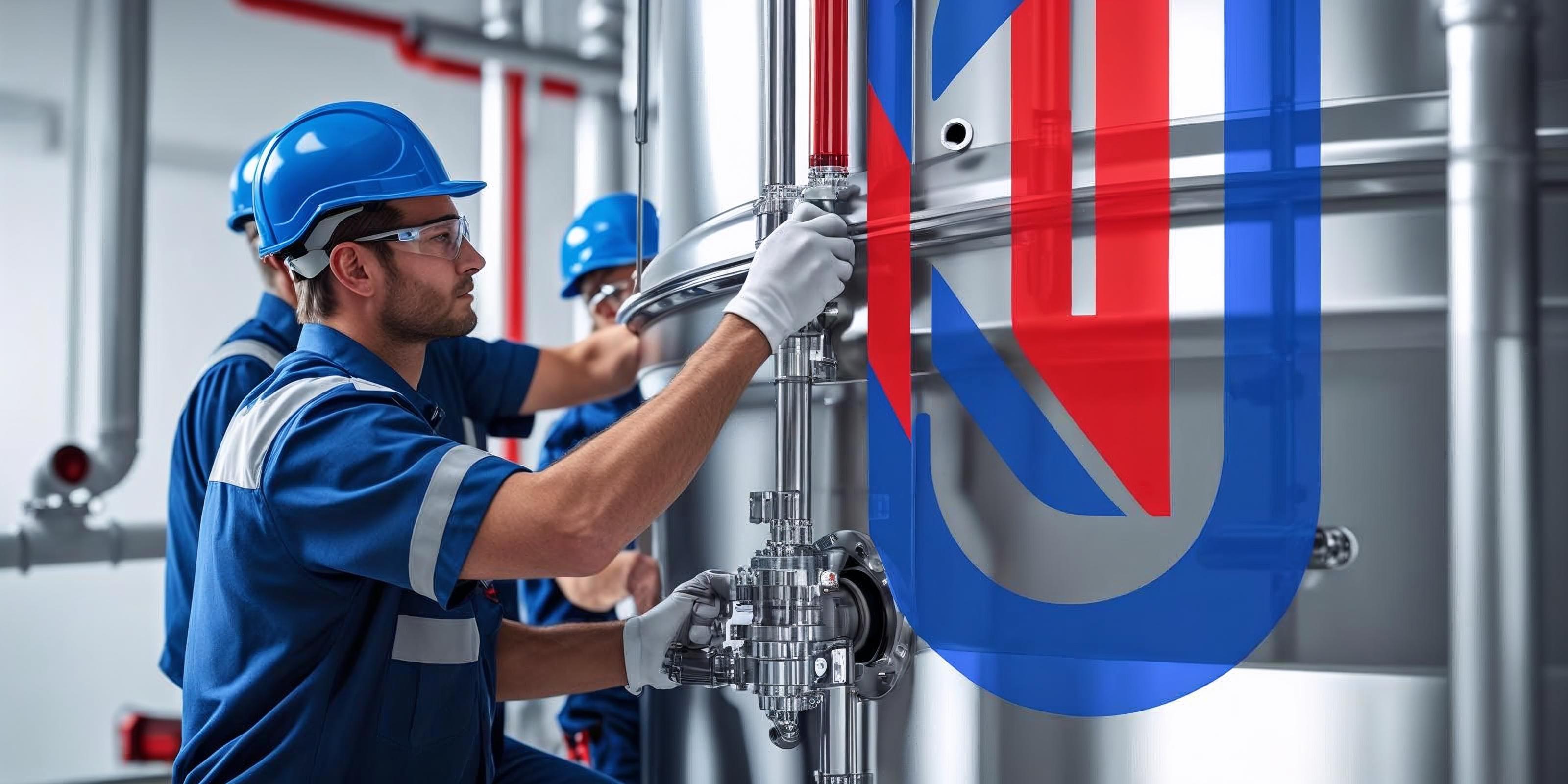 Technicians installing a tank_system